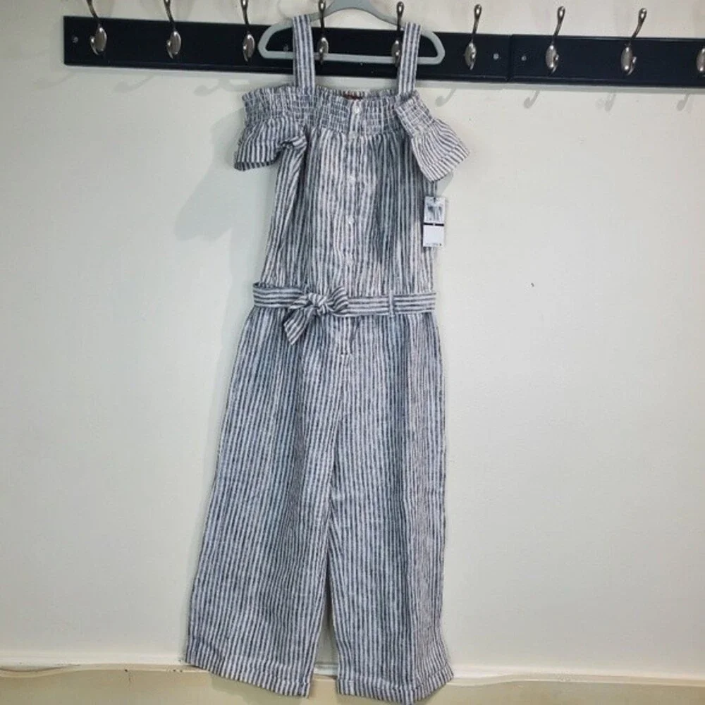 7 for all mankind blue and white jumpsuit medium nwt